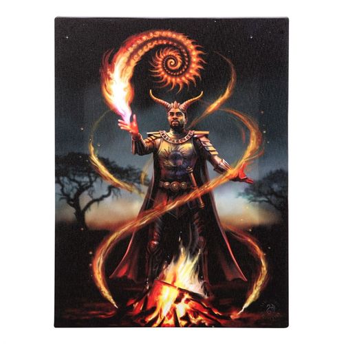 19x25cm Fire Element Wizard Canvas Plaque by Anne Stokes, a stunning mythical wall art for home
