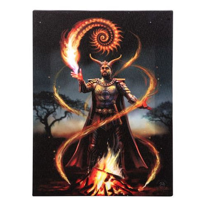 19x25cm Fire Element Wizard Canvas Plaque by Anne Stokes, a stunning mythical wall art for home