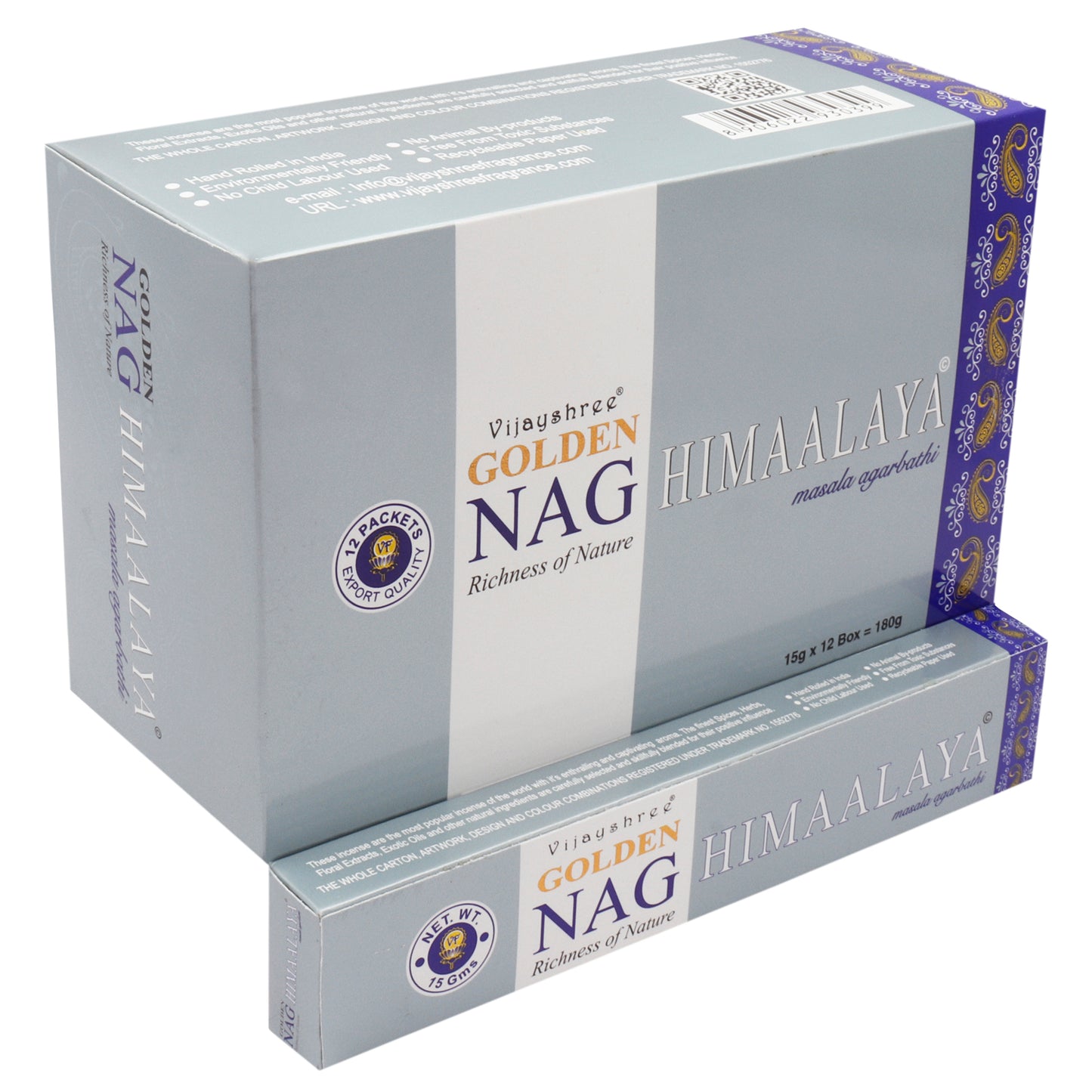15g box of Golden Nag Himalaya incense sticks for a serene aromatic experience