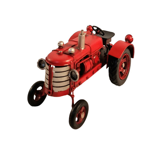 Geko Products red metal tractor ornament with detailed vintage design and black tires