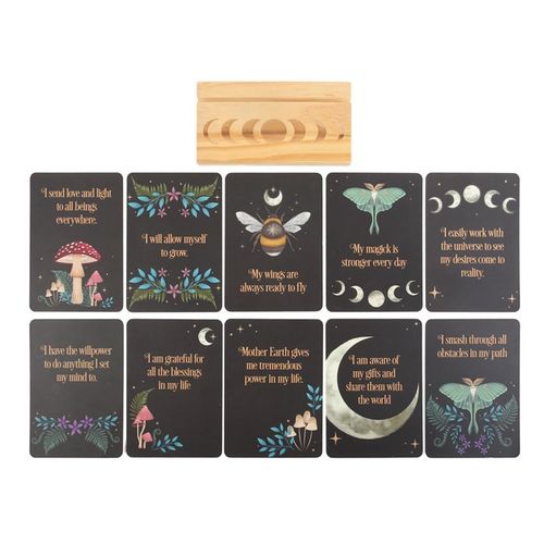 Reiki affirmation cards featuring inspirational quotes and nature designs for personal growth and mindfulness