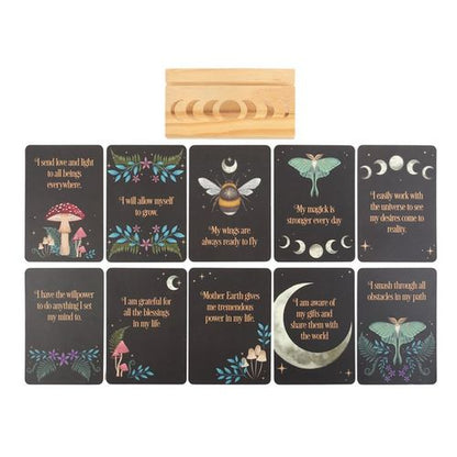 Reiki affirmation cards featuring inspirational quotes and nature designs for personal growth and mindfulness