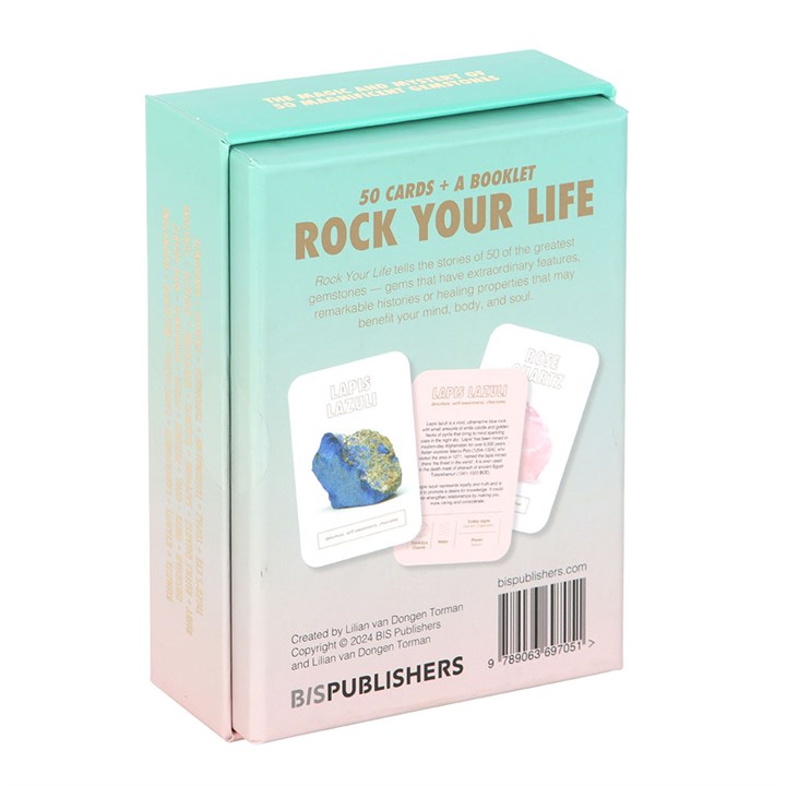 Rock Your Life cards set with 50 gemstone cards and a booklet for spiritual guidance and healing