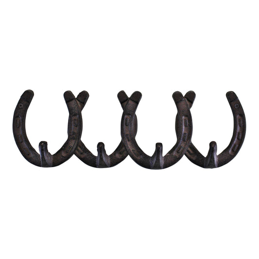 Geko Products rustic cast iron wall hooks mounted for hanging coats hats and accessories