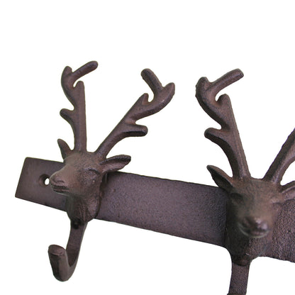 Rustic reindeer wall hooks made of dark metal with detailed antler design from Geko Products