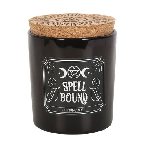 Spell Bound Frankincense Candle in a black jar with cork lid, perfect for creating a calming ambiance