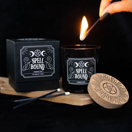 Spell Bound Frankincense Candle in a black jar with a decorative box, perfect for creating a calming atmosphere