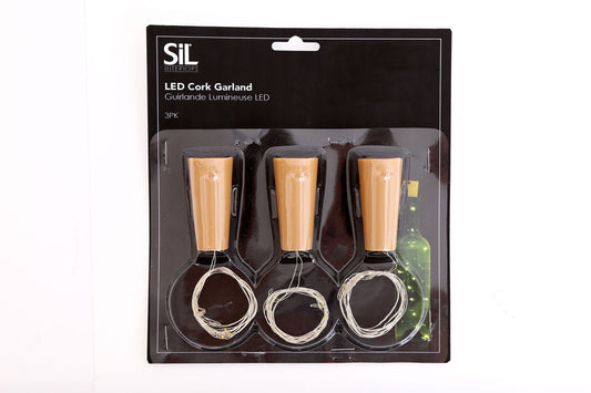 Geko Products pack of 3 LED bottle lights with cork design for decorative lighting