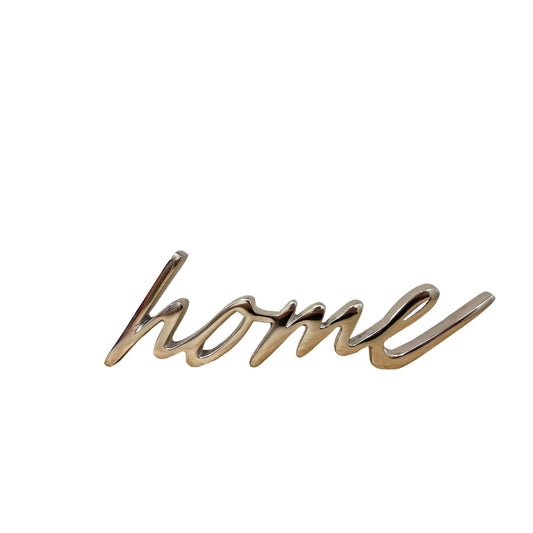 Silver home ornament word decor in cursive script by Geko Products
