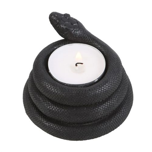 Snake Candle Holder in black, elegantly designed to hold a tealight candle for a mystical ambiance