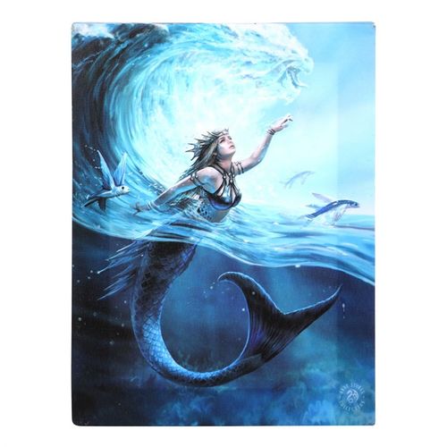 19x25cm Water Element Sorceress Canvas Art featuring a mermaid in a wave by Anne Stokes