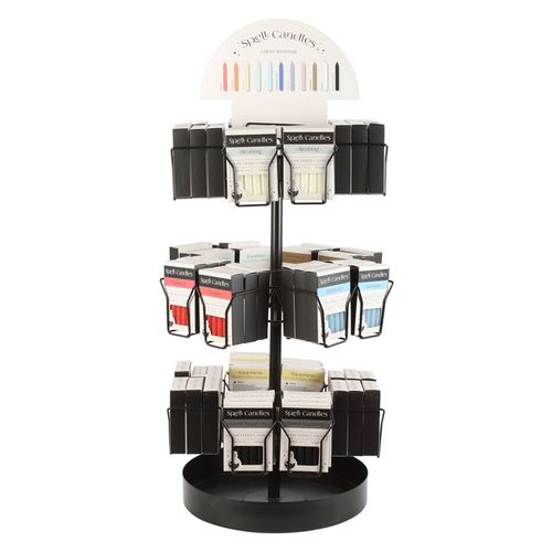 Set of 72 Spell Candles on Tabletop Spinner Display for ritual and spiritual use at Kimchi Toki