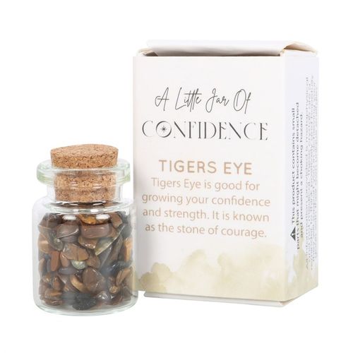 Jar of Confidence Tiger's Eye Crystal in a matchbox for spiritual healing crystals jar