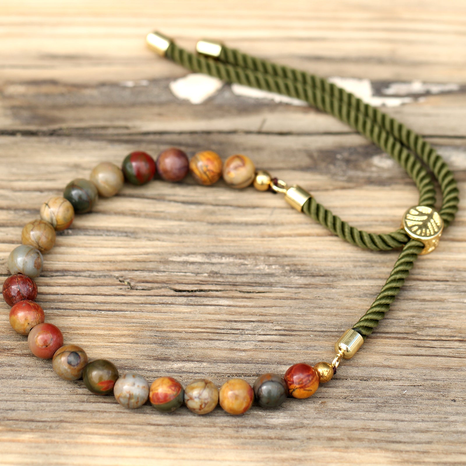 Beautiful AW Dropshipping gemstone string bracelet with multicolored beads and adjustable cord