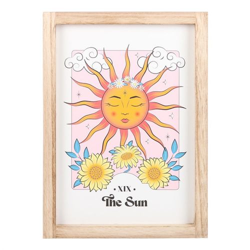 The Sun Celestial Framed Wall Print featuring sun themed wall decor with flowers and a smiling sun