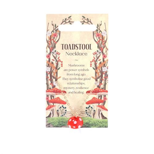 Toadstool necklace spiritual gift featuring a vibrant mushroom pendant on a delicate chain