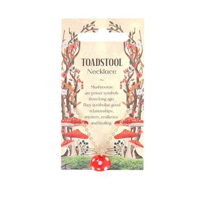 Toadstool necklace spiritual gift featuring a vibrant mushroom pendant on a delicate chain