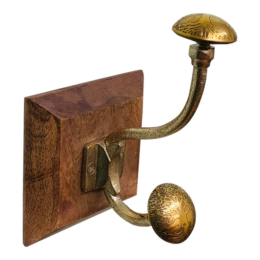 Geko Products Tree of Life decorative hook with brass double hooks and wooden base