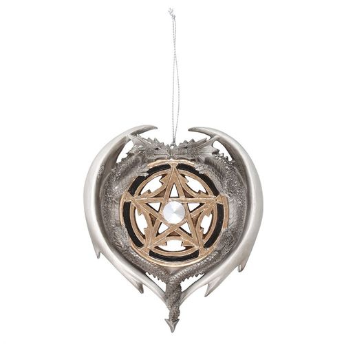 Dragon Magic Hanging Ornament by Anne Stokes featuring a pentagram and dragon design, perfect for mystical home decor