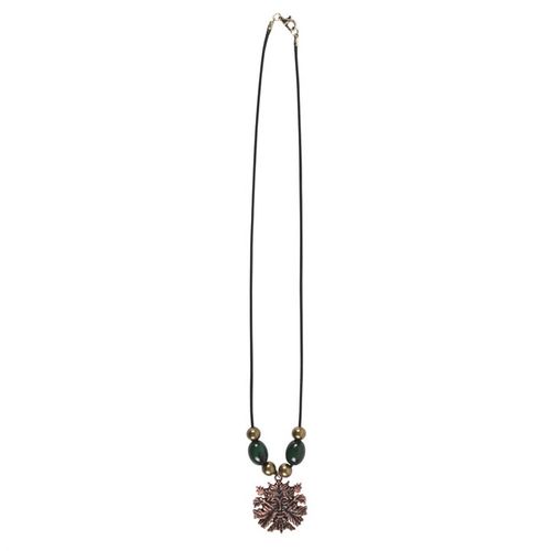 Elegant Green Man Pendant necklace with green beads, designed for spiritual healing and unique style.