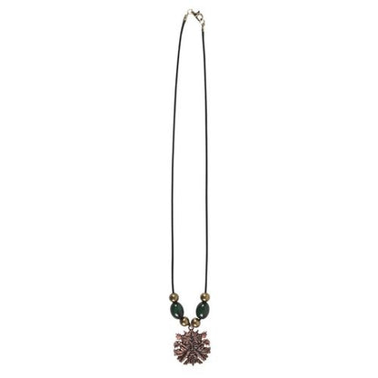 Elegant Green Man Pendant necklace with green beads, designed for spiritual healing and unique style.