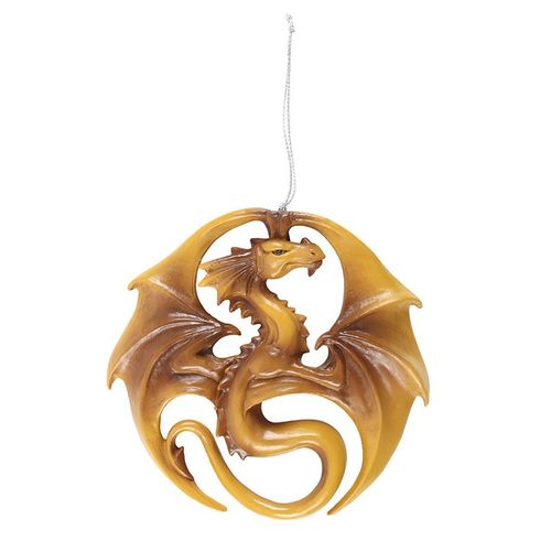 Intricate dragon medal ornament decoration hanging with a detailed design, perfect for fantasy-themed decor.