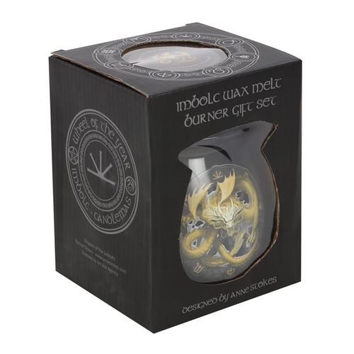 Imbolc wax melt burner gift set by Anne Stokes, showcasing a decorative design, perfect for spiritual rituals and aromatherapy.