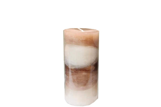 Geko Products Vanilla Swirl Pillar Candle with creamy layered colors and smooth finish