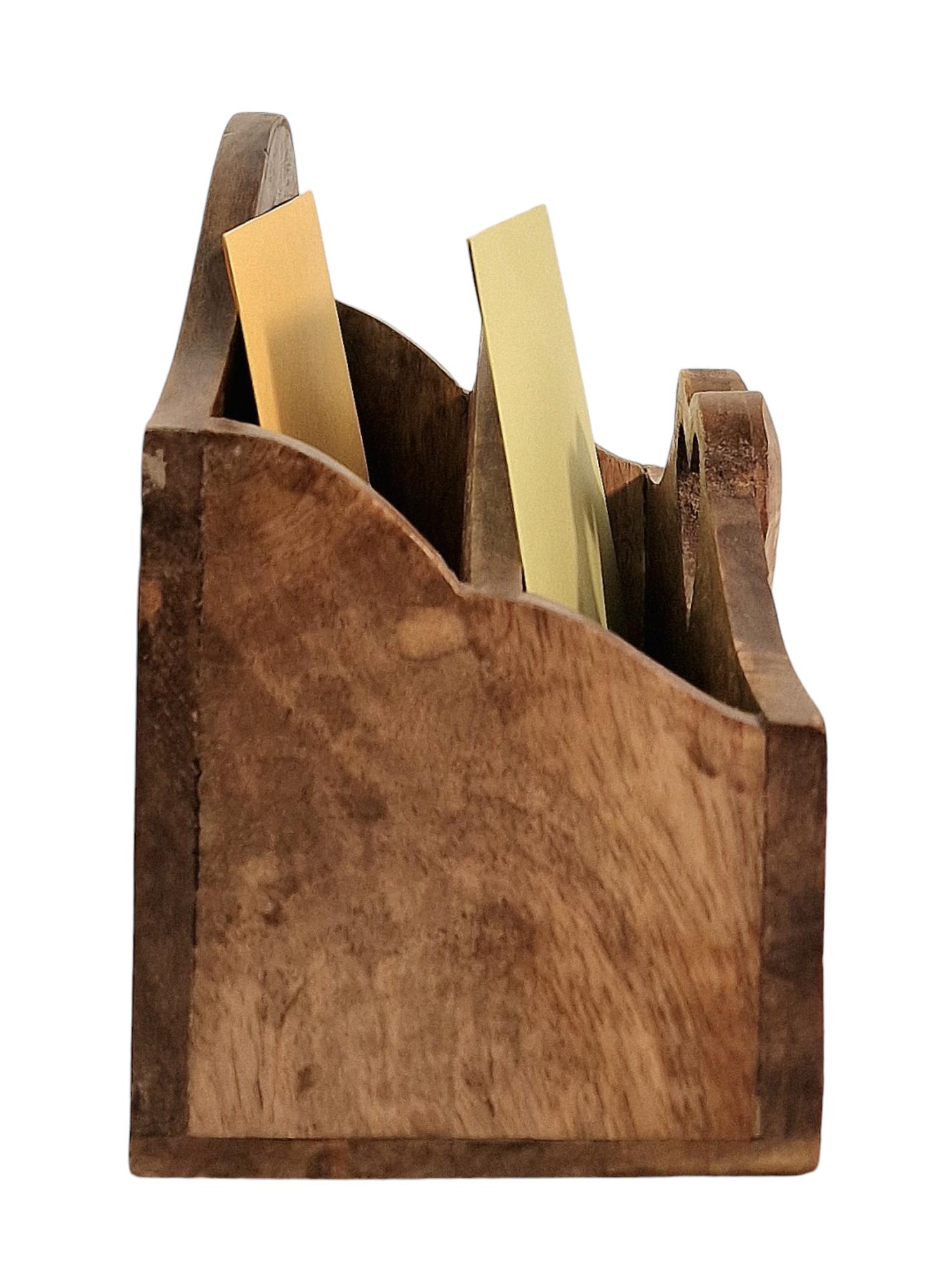 Geko Products mango wood letter rack holding envelopes with smooth natural wood finish