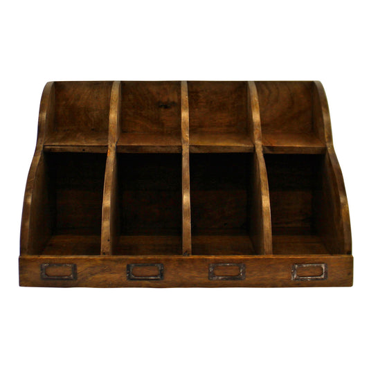 Geko Products wooden 8 section desk organizer with vintage finish for office storage