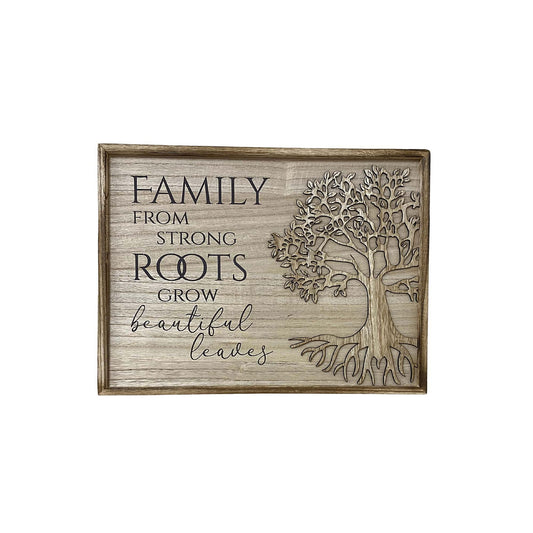 Geko Products wooden tree of life plaque with family roots quote for home decor