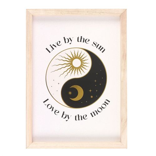 Yin Yang Wall Art framed print featuring sun and moon design with inspirational quote